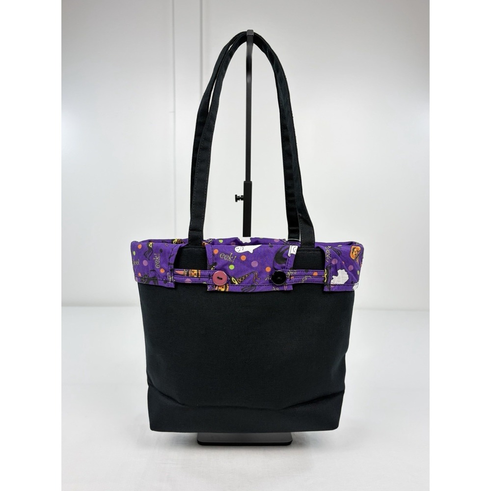 Vintage Longaberger Happy Halloween Small Shopper Tote Bag New Purple Pumpkin - Picture 2 of 9